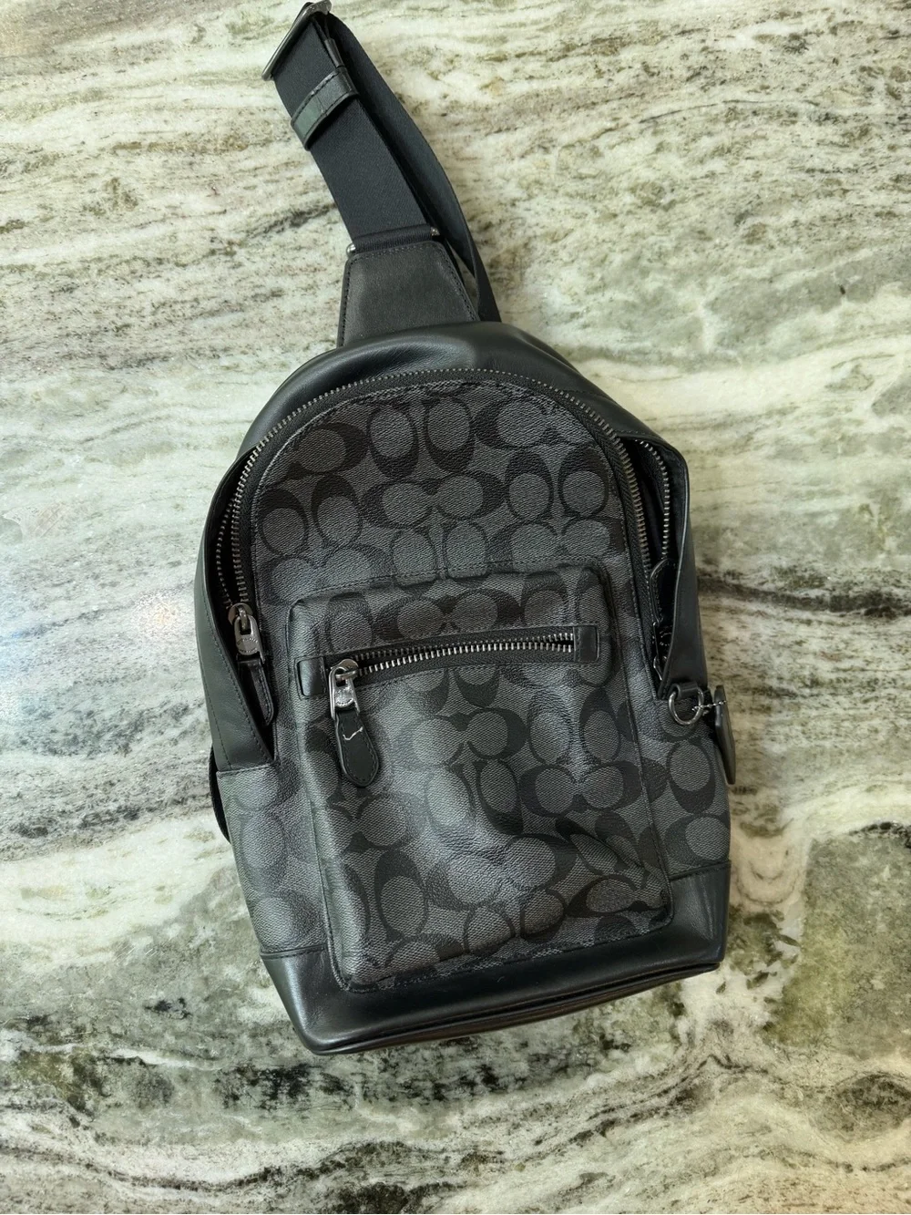 Coach Men's Black Signature Crossbody Sling Bag